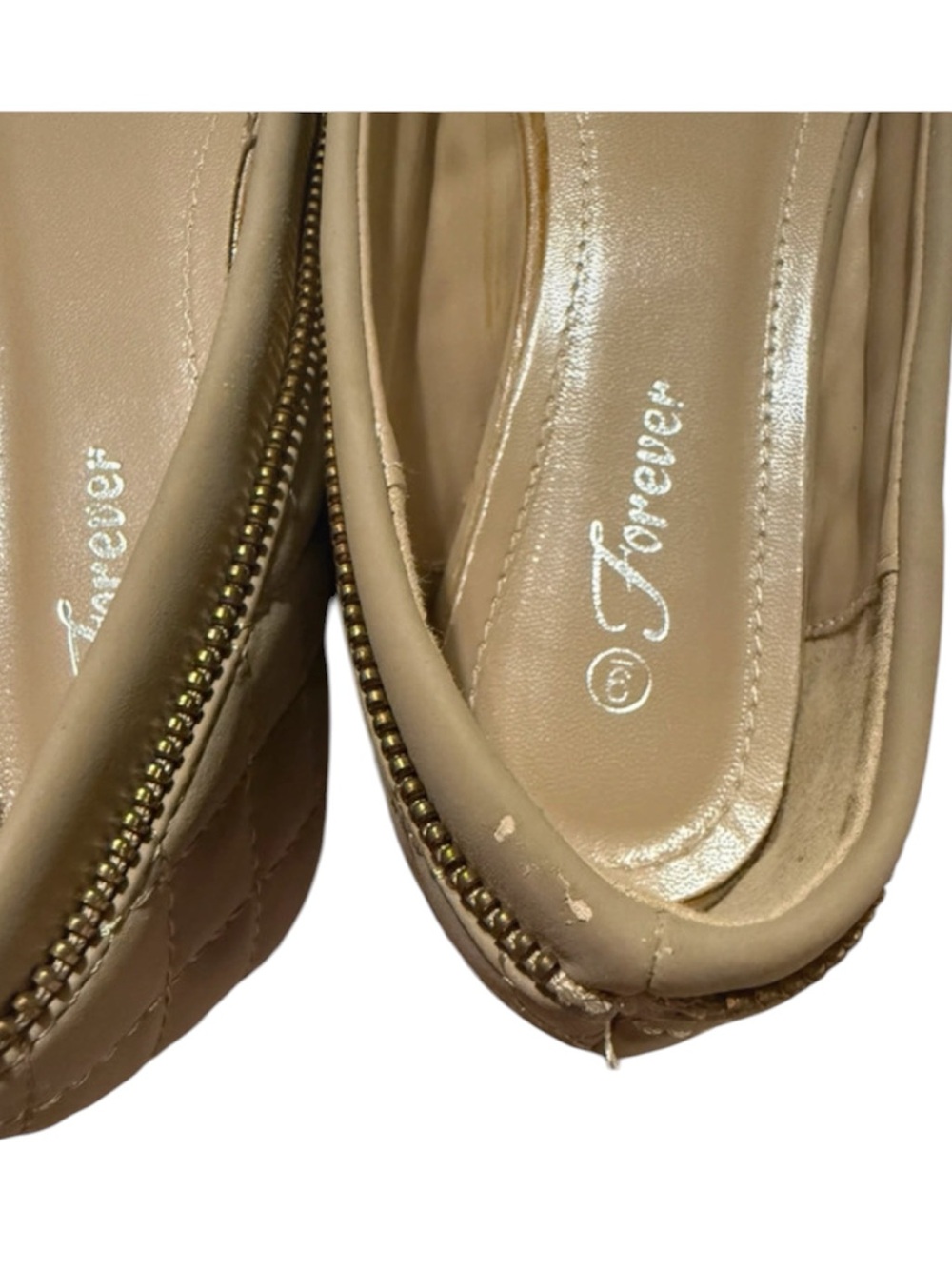 Taupe Quilted Flats With Zipper Detail Size 9 Women’s - Picture 7 of 9